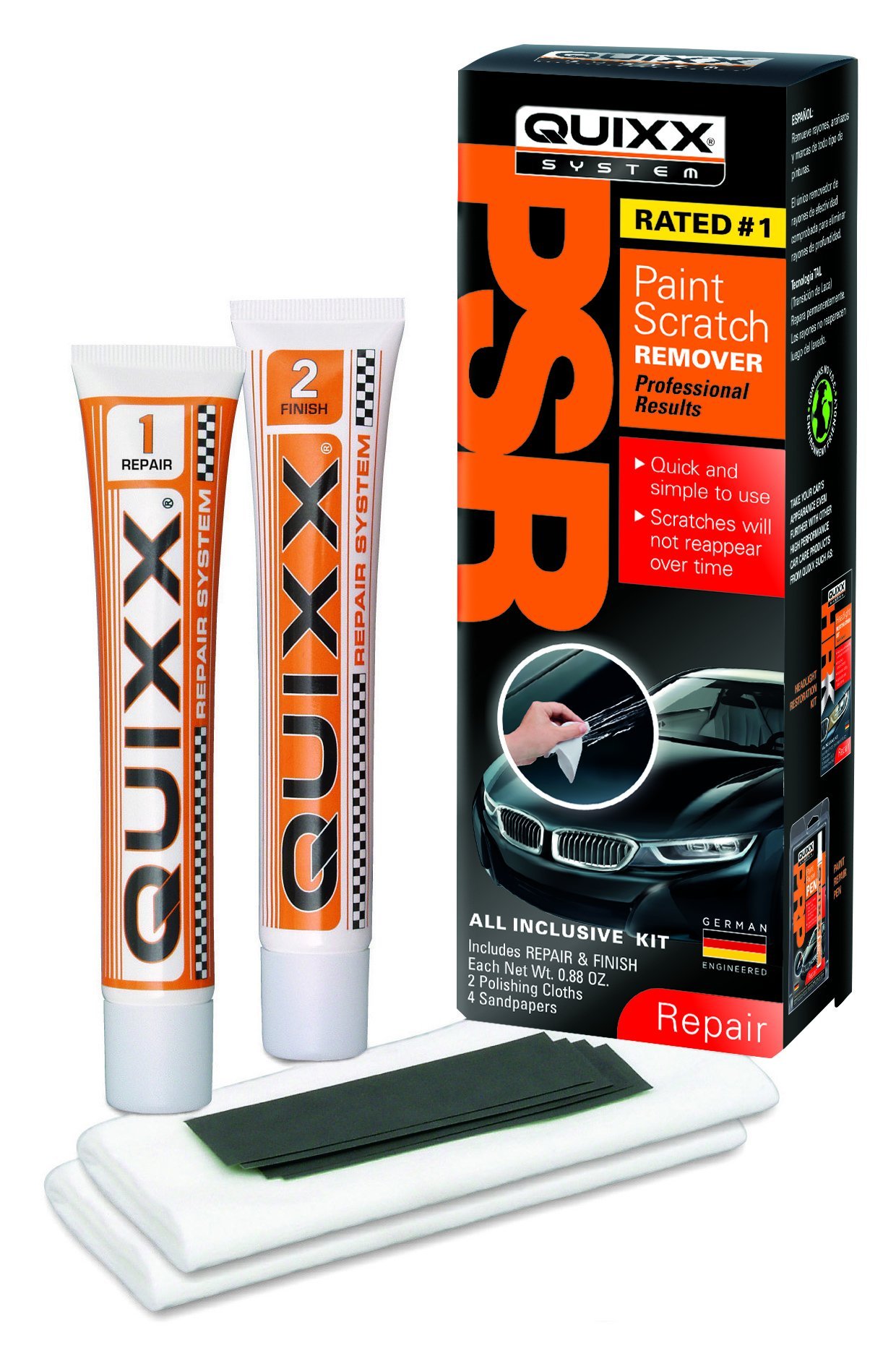 QUIXX 00070-US Paint Scratch Remover Kit, Removes Scratches, Minor Scrapes, and Traces of Unwanted Paint Transfer, Quickly, and Effectively
