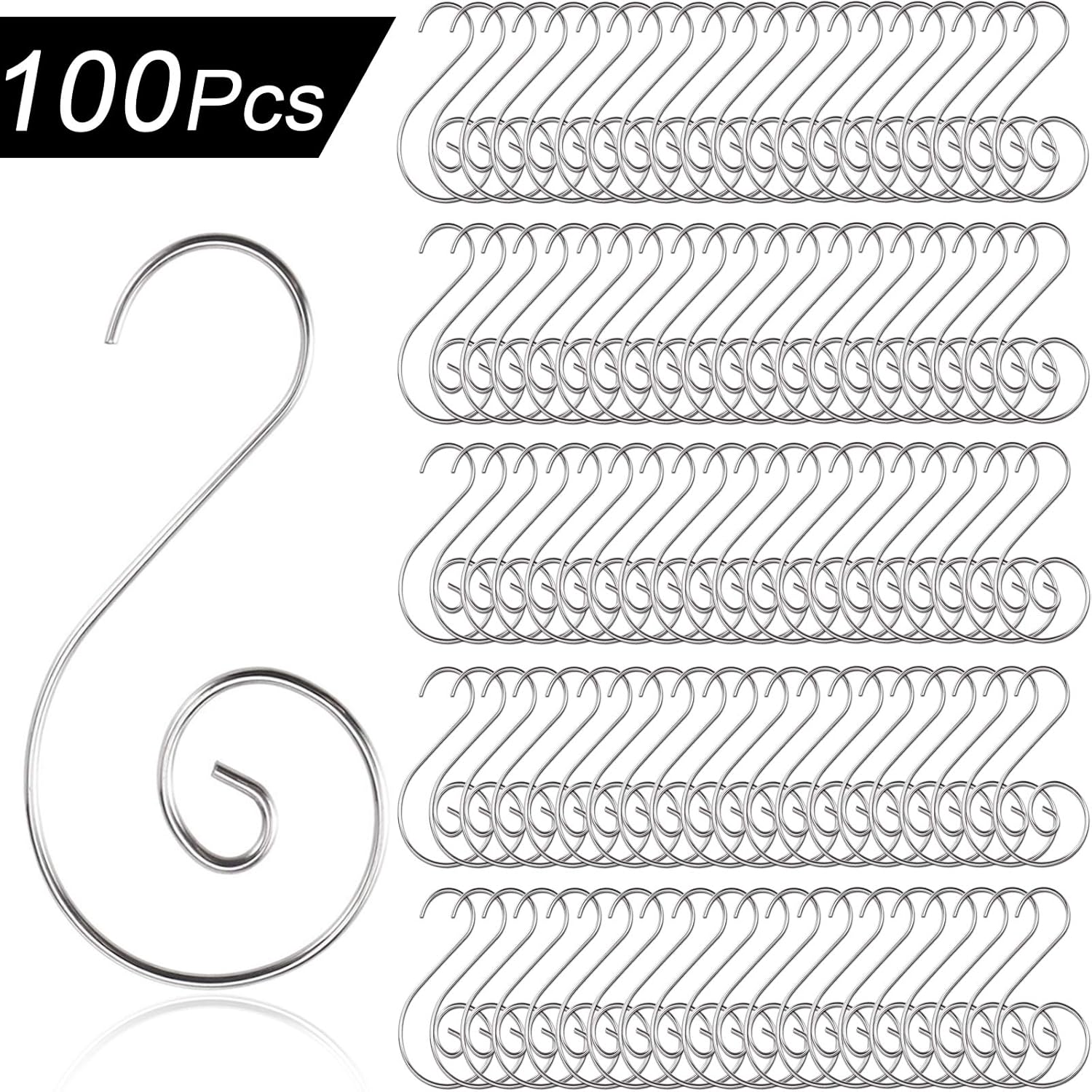 Ornament Hooks - T-Antrix Ornament Hooks, Christmas Ornament Hangers, Christmas Tree Hanger Baubles Ball Metal Hooks Xmas Decoration S Hooks, 45mm 100 PCS