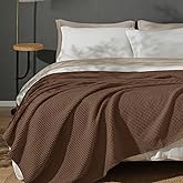 PHF 100% Cotton Waffle Weave Blanket Twin Size for Bed,Snag Proof Lightweight Breathable Moisture-Wicking Throw for Couch,Great for Layering in Cold Weather,Machine Washable,Home Decor Gift-Cappuccino