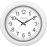 Bulova C4865 Night Vision Lighted Dial Wall Clock, 10", White
