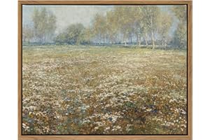 DAJONART Framed Wall Art for Kitchen Bedroom Living Room, Vintage Landscape Wall Art Meadow with Flowers Canvas Prints, Antique Framed Christmas Wall Decor for Farmhouse Rustic Home, 11"x14"