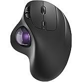 Nulea M501 Wireless Trackball Mouse, Rechargeable Ergonomic, Easy Thumb Control, Precise & Smooth Tracking, 3 Device Connection (Bluetooth or USB Receiver), Compatible for PC, Laptop, Mac, Windows.
