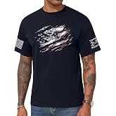 KESHIAN Men's American USA Flag Patriotic T Shirt Casual Mens Graphic Tee | American USA flag graphic tee with a classic crewneck and casual fit, perfect for patriotic events,and daily wear.