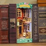 deAO DIY Miniature Book Nook Kit with LED Light - Street & Cat Model view 4
