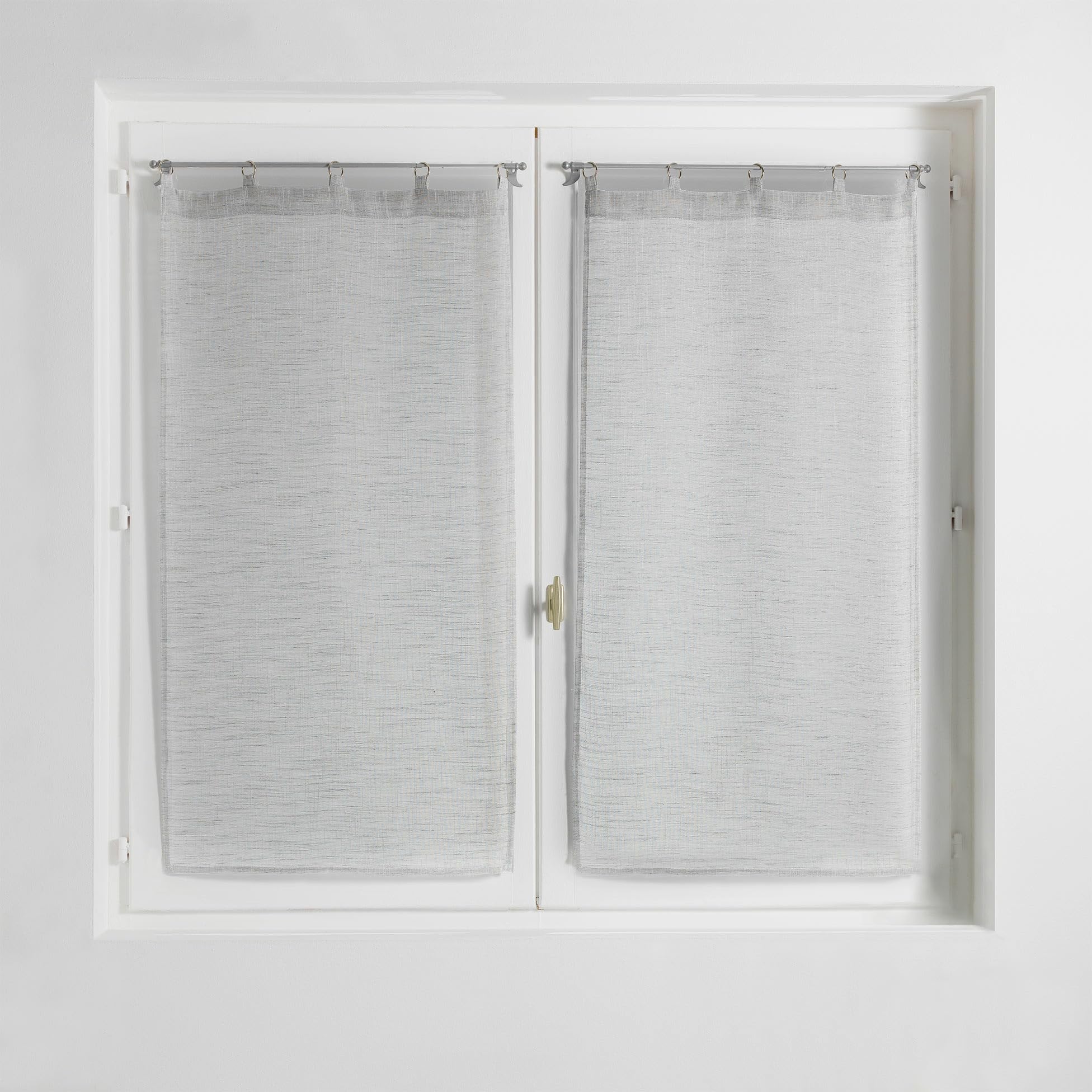 Douceur d'Intérieur Pair of Straight Milza Net Curtains 2 x 60 x 90 cm Grey