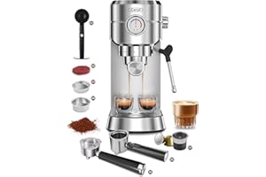 Gevi Espresso Machine 20 Bar with Capsules Portafilter, Professional Espresso Maker with Milk Frother, Compact Espresso Machines for Cappuccino, Latte, Commercial Espresso Machines & Coffee Makers
