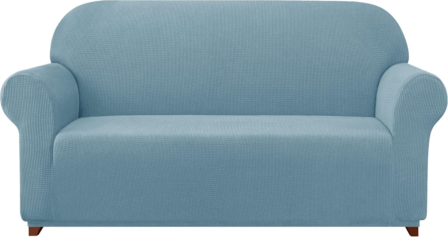 Slipcovers - subrtex Stretch Couch Cover Set 1 Piece Sofa Slipcover with A Gift Cushion Cover for 2 Cushion Couch Loveseat(Steel Blue,Loveseat)