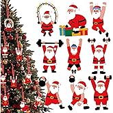 Kathfly 27 Pcs Gym Christmas Ornaments Santa Workout Fitness Christmas Hanging Ornaments Wooden Weightlifter Decor Fitness Deadlift for Gym Lovers Xmas Tree Party Favors Gifts