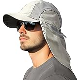 OLIKER Mens Sun Hat with Breathable Mesh, UPF 50+ Sun Protection Fishing Hat with Neck Flap for Fishing Hiking Cycling