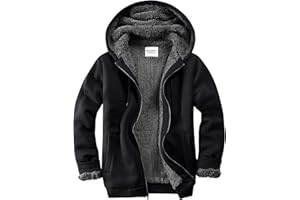 WINDFIT Men's Sherpa Jacket Heavyweight Zip Up Hoodie Fleece Hooded Sweatshirt with Pocket