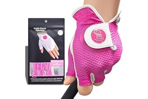 CADDY CLASSIC SIGNATURE Caddy Classic Ladies Golf Glove Women | Half Finger Mesh Design for High Breathability | Premium Leather Construction for Comfortable Fit | Includes Stylish Magnetic Ball Marker