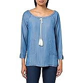 Tommy Hilfiger womens Long Sleeve Scoop Neck Solid Chambray Shirt
