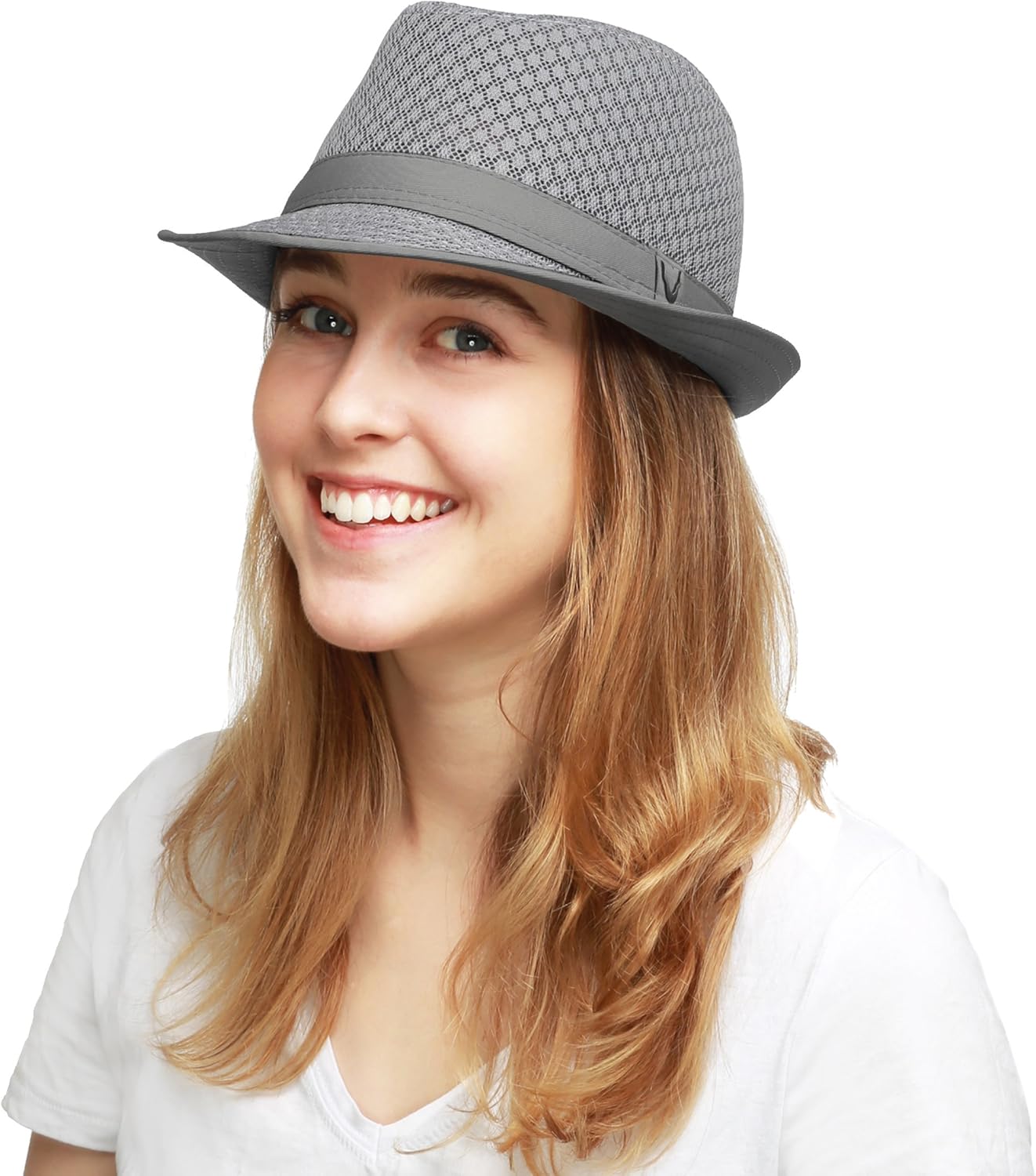 Black Horn Light Weight Classic Soft Cool Mesh Fedora hat at  Women’s Clothing store