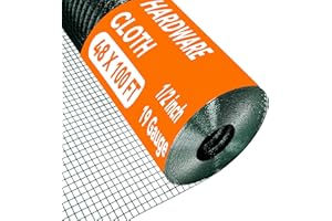 Hardware Cloth 1/2 inch 48 x 100 ft, Heavy Duty Galvanized Wire Mesh Roll, 19 Gauge Vinyl Coated Welded Chicken Wire Fenceing
