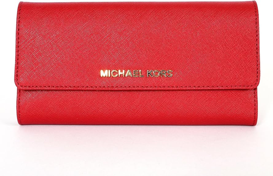 Michael Kors Jet Set Travel Checkbook Wallet Red Handbags