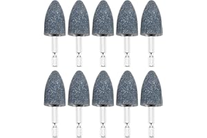 dophee 10Pcs 25mm Cone Shape Aluminum Oxide Mounted Grinding Stones Rotary Grinding Bits with 1/4" Hex Shank for Electric Rotary Tools Drill Grinder