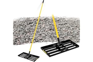 BlumeTrec Lawn Leveling Rake, 30"x10" Heavy Duty Sand Leveling Tool with 7FT Long Handle, Steel Golf Rake for Soil, Compost, Gravel, Lawn Leveler for Yard, Garden, Golf Course, Landscaping Level Tool