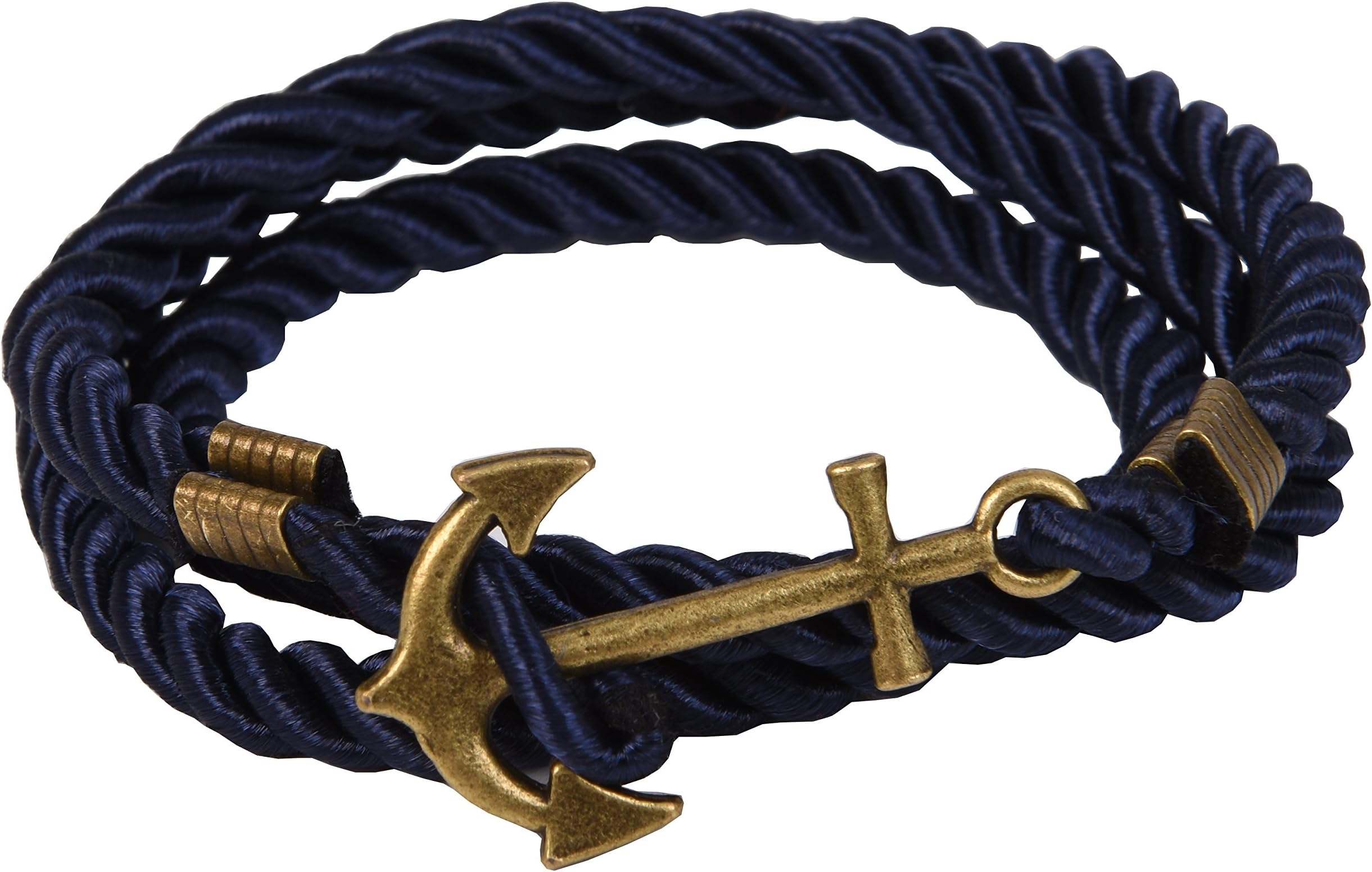 Vintage Nautical Anchor Charm Multiplayer Rope Twining Weave Nylon Rope Bracelet