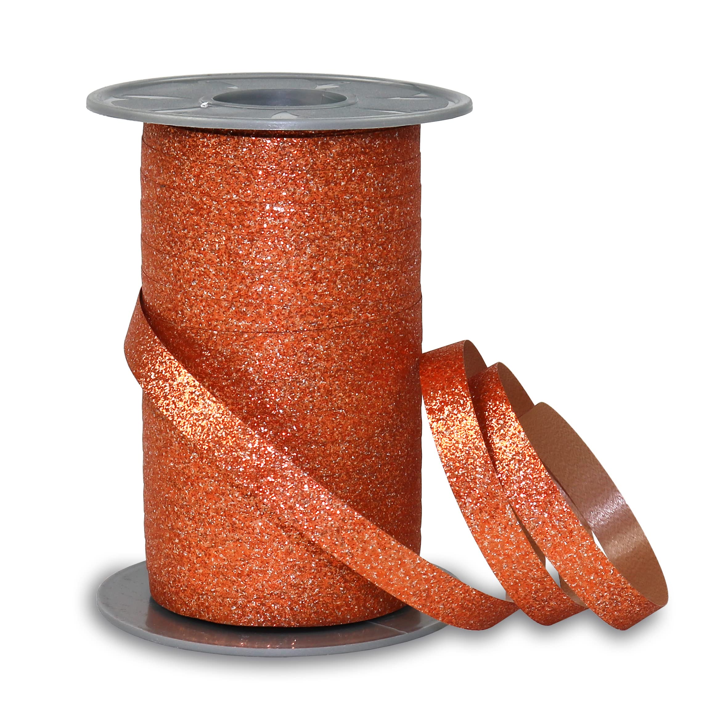 PRÄSENT POLY GLITTER Curling Ribbon - copper Coloured, 100 m Curling Gift Band, 10 mm Width, Decorative Ribbon For Easter Decoration, Balloons, Baby Showers, Champagne Decoration, And Wrapping