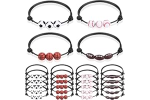 ZELARO 20 Pcs Sports Party Favors Charm Bracelets,Soccer Basketball Football Baseball Volleyball Bead Ball Bracelets Adjustable Inspirational Wristbands Sport Theme Birthday Party Favor Gifts for Teen Adults
