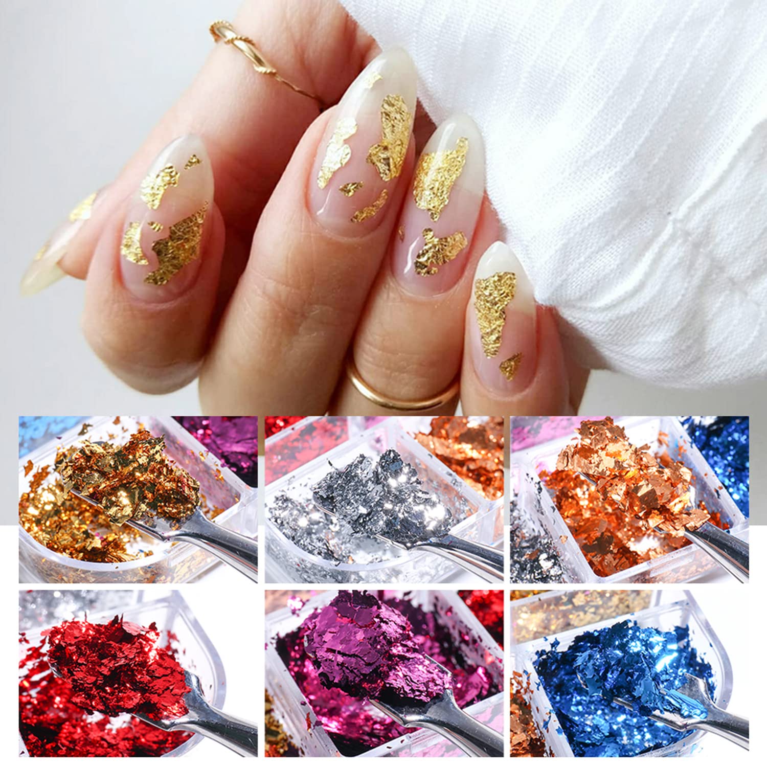 Holographic Nail Glitter Foils, 12 Colors Sparkly Ultra-Thin Aluminum Foil Nail Art Flakes Design, Laser Nail Sequins Acrylic Supplies for Women Girls Manicure Charms Decorations, DIY 3D Nail Art Tips - Image 3