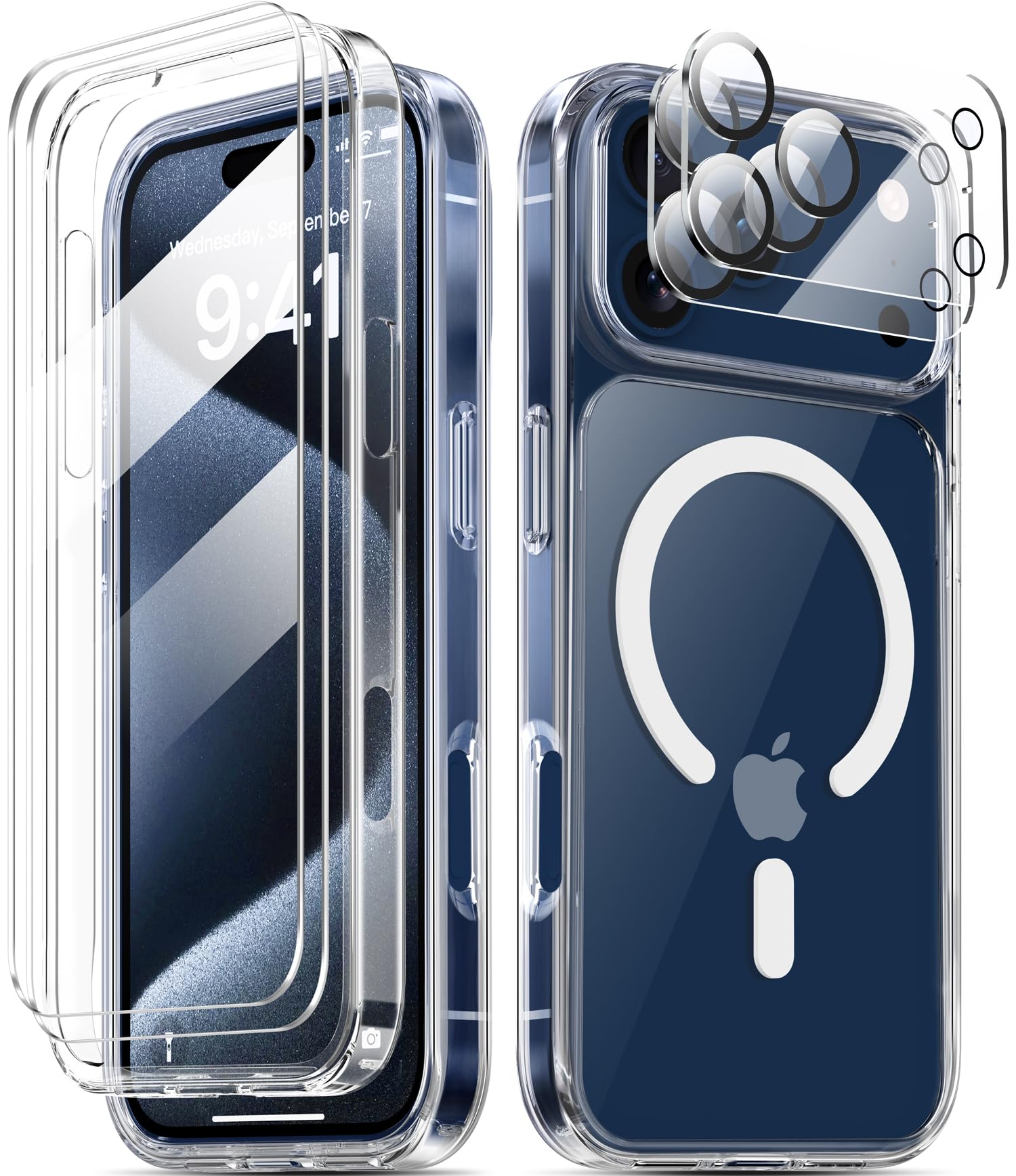 Photo 1 of COOLQO Magnetic for iPhone 17 Pro Max Case Non-Yellowing Screen Protector + Camera Lens Protector Compatible with MagSafe Dual-Layer Military Grade 17 FT Drop Shockproof Protection Phone Cover Clear