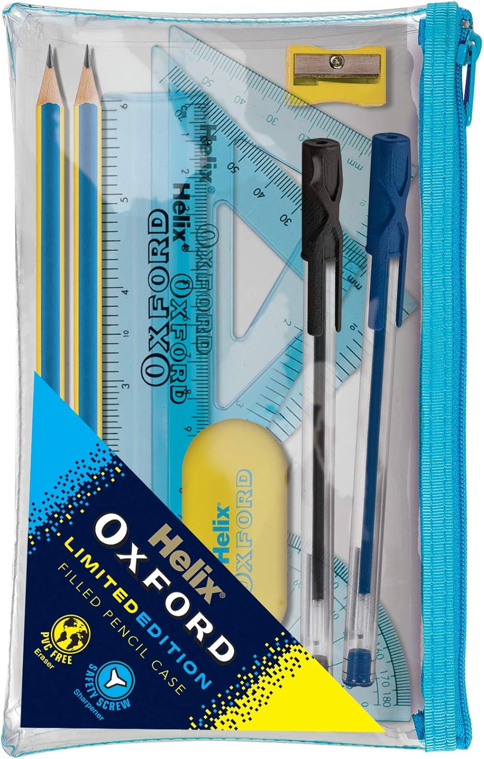 Helix Oxford Clash Filled Pencil Case Exam Set Blue Amazon.co.uk