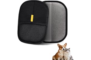 Kerfulty Pet Hair Remover Glove,Pet Hair Remover Electrostatic Gloves, Pet Hair Removal Glove for Cats & Dogs, Double-Sided Reusable Electrostatic Gloves for Couch, Clothing, Carpet (Black 1Pcs)