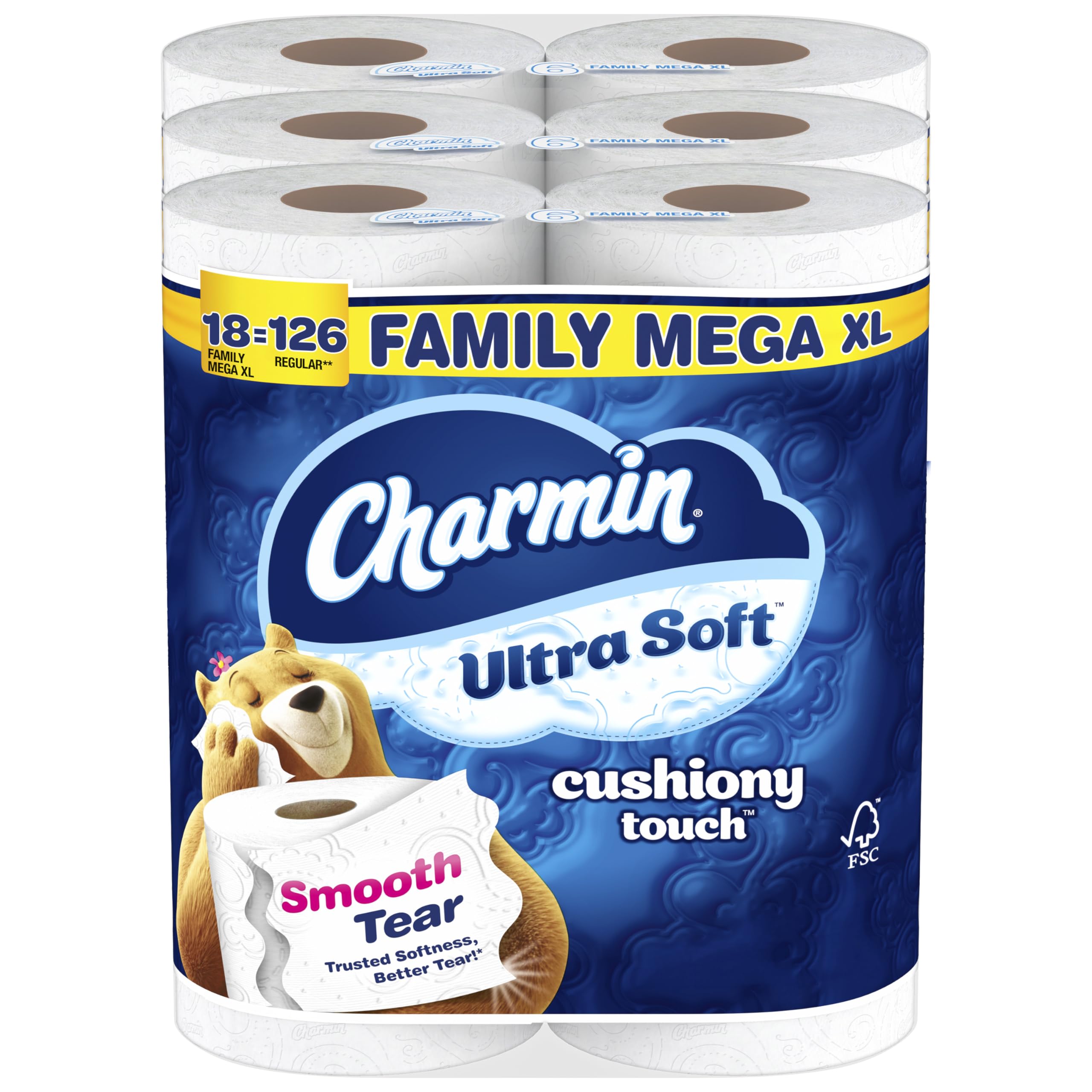 Photo 1 of (missing pieces)(see images) Charmin Toilet Paper Ultra Soft Cushiony Touch, 18 Family Mega XL Rolls = 126 Regular Rolls