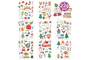 DUJAA 16 Sheets Christmas Theme Stickers, Merry Christmas Stickers Non-Repeating, Xmas Winter Holiday Party Stickers, Christmas Goodie Bag Fillers Christmas Party Favors Decorations
