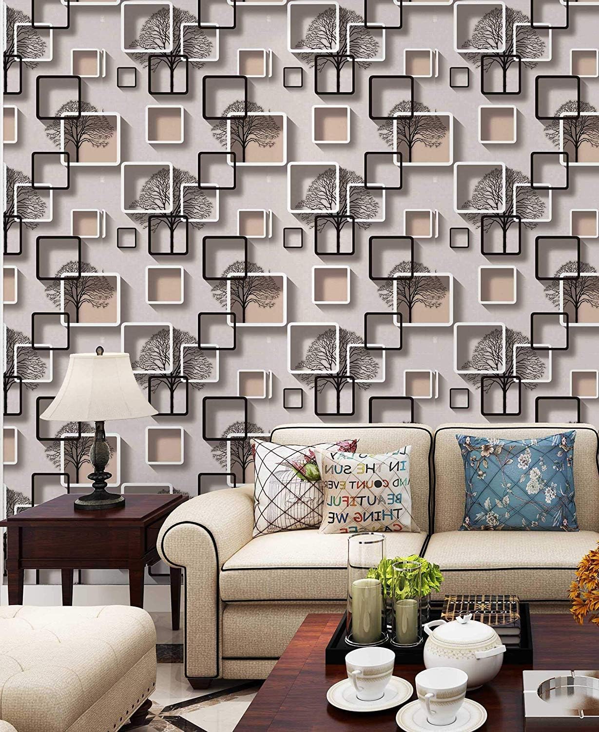 EUROTEX Wallpaper for Home (Vinyl, 57 sq. ft, Light Yellow)