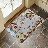 VANZEV Birdhouse Garden Indoor Door Mat for Entryway, 17x29.5 Inch, Colorful Birds and Blossoms Floor Doormat for Home Decor,