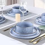 Homikit 18-Piece Reactive Glaze Stoneware Dinner Set for 6 Myosotis Blue view 5