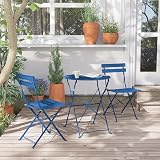 Grand Patio 3 Piece Folding Bistro Set Peacock Blue Weather Resistant