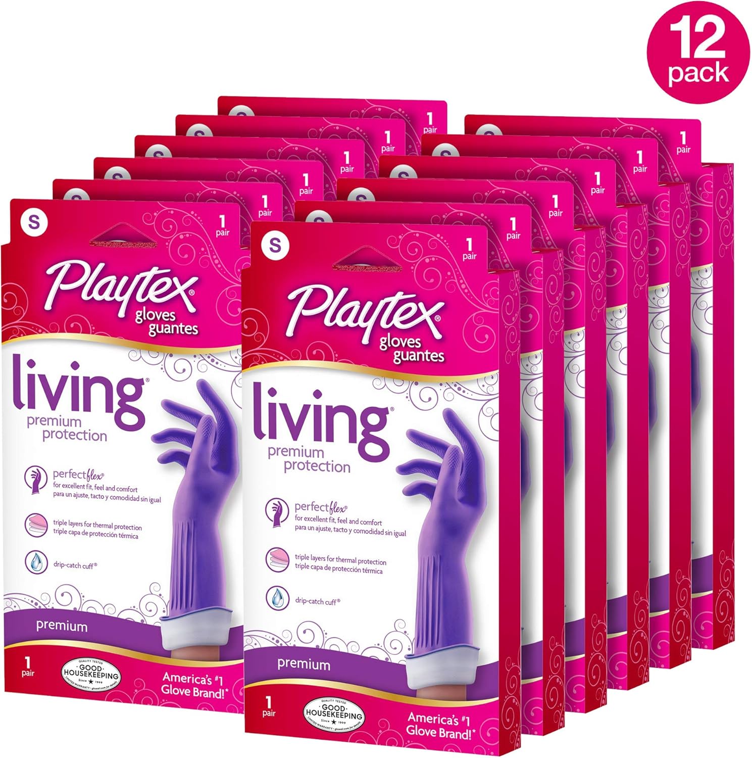 Playtex Living Household Rubber Gloves, Small (Pack - 12)