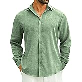 LETSEE Linen Shirts for Men Short Sleeve Blouse Button Down Dress Untuckit Shirts Beach Summer Wedding Hawaiian Outfit