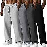 August Alley 4 Pack Men's Big and Tall Sweatpant Thin Athletic Workout Jogger Open Bottom Baggy Drawstring Pants with Pockets