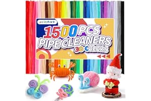 POIKSHARK 1500 PCS 30 Colors Quality Pipe Cleaners Bulk, Thick Pipe Cleaners Craft for DIY Craft Projects, Multicolored Limpia Pipas for Art Supplies & Materials, Rainbow Chenille Stems(12inch*6mm)