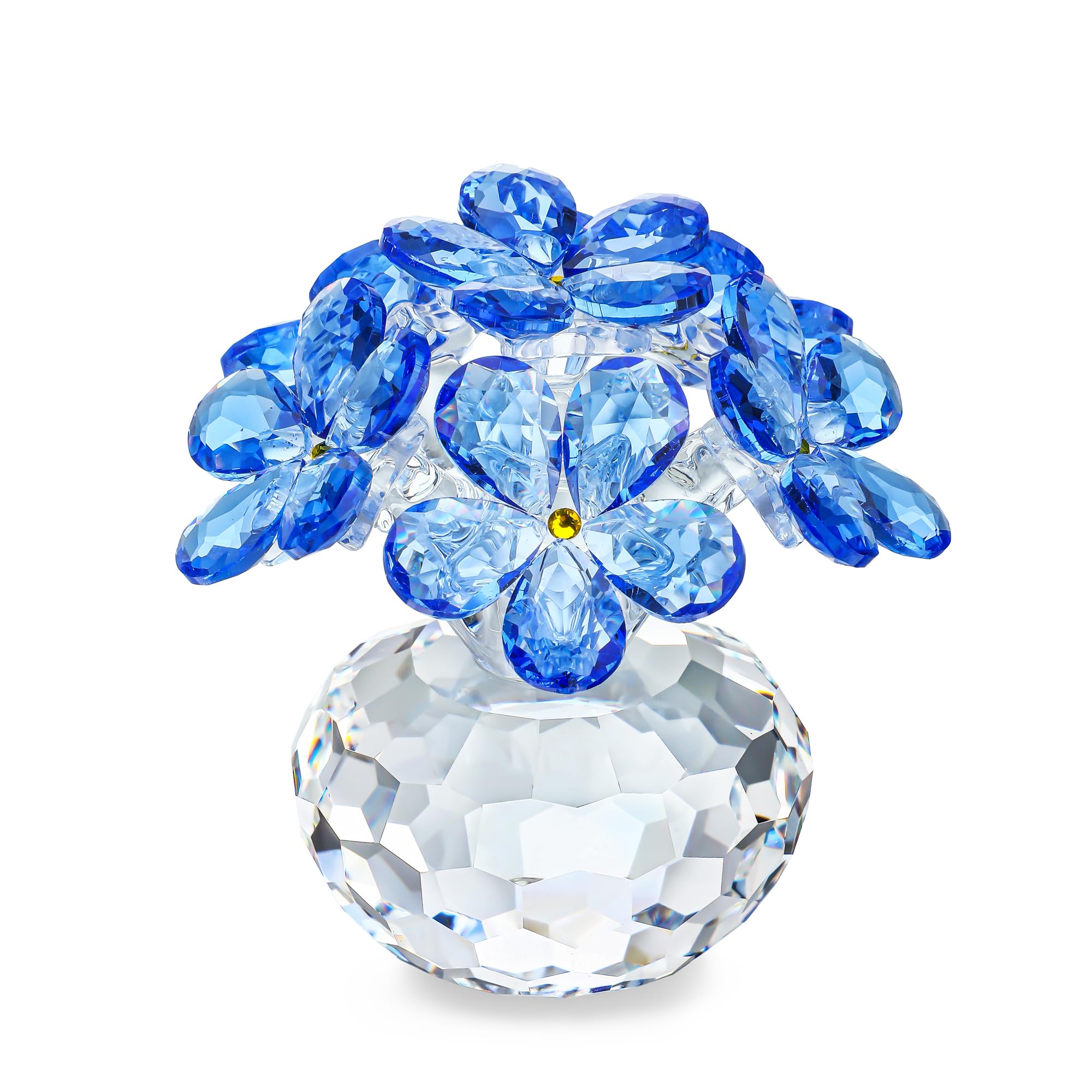 H&D HYALINE & DORA Blue Crystal Forget Me Not Flower Figurine - Gifts for Mom, Wife, Girlfriend - Glass Ornaments for Home, Office, Tabletop Centerpieces