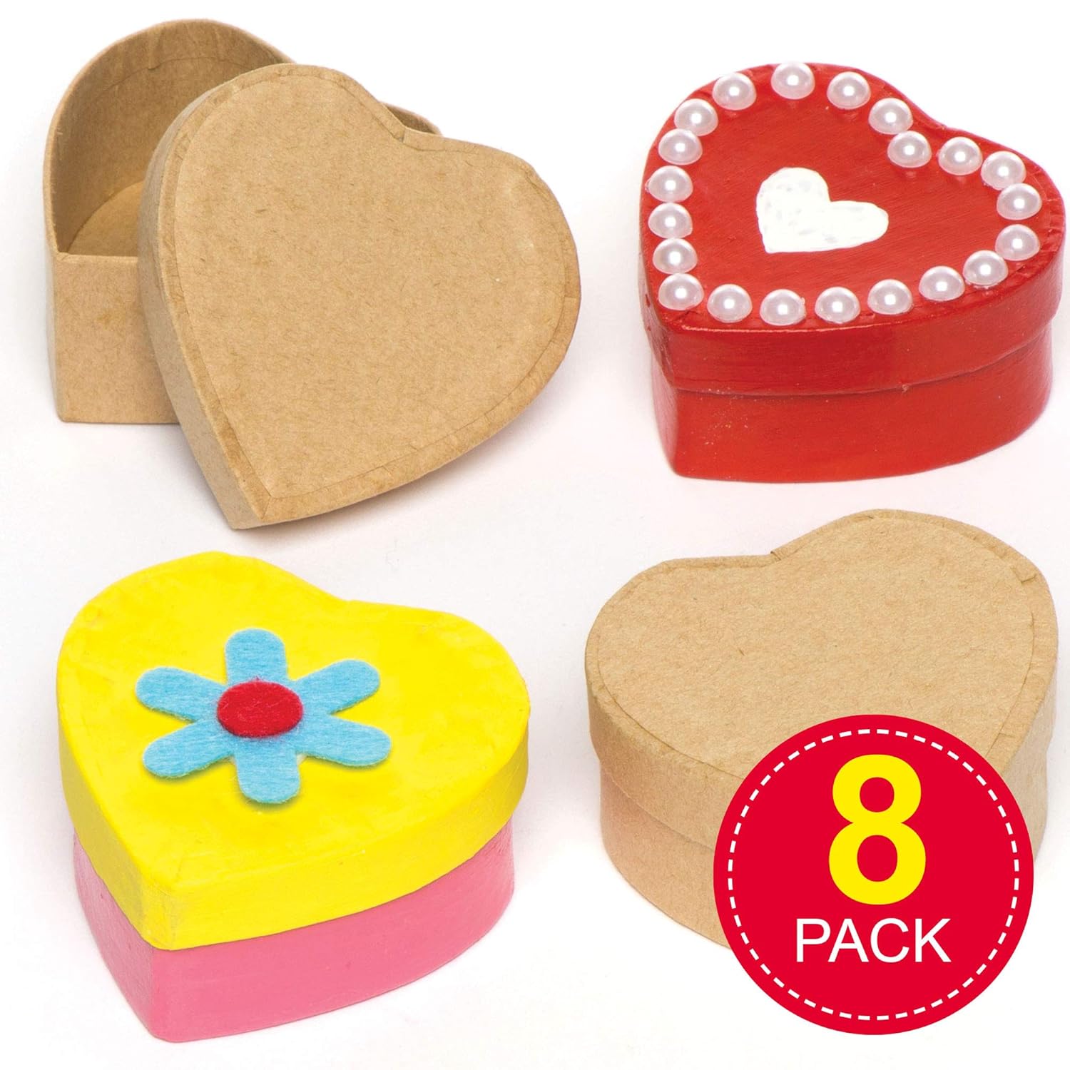 Baker Ross E3917 Heart Shaped Box, for Kids to Paint Decorate and Personalise for Arts and Crafts Activities (Pack of 8) - Image 3