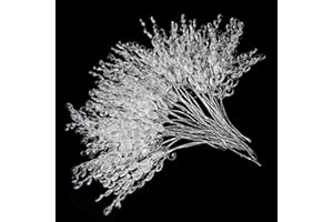 CCINEE 50pcs Acrylic Bead Drop Stems Flower Bouquet Crystal Bud Branches Flower Twig Pick for Wedding Home Decoration Floral 