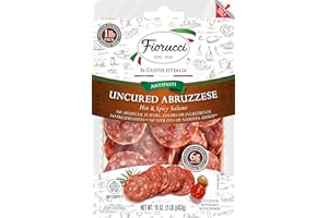 Fiorucci Charcuterie Abruzzese, Family Size, Nitrite & Antibiotic Free, Uncured, Hot & Spicy Salami, 1 Pound, Pack of 1
