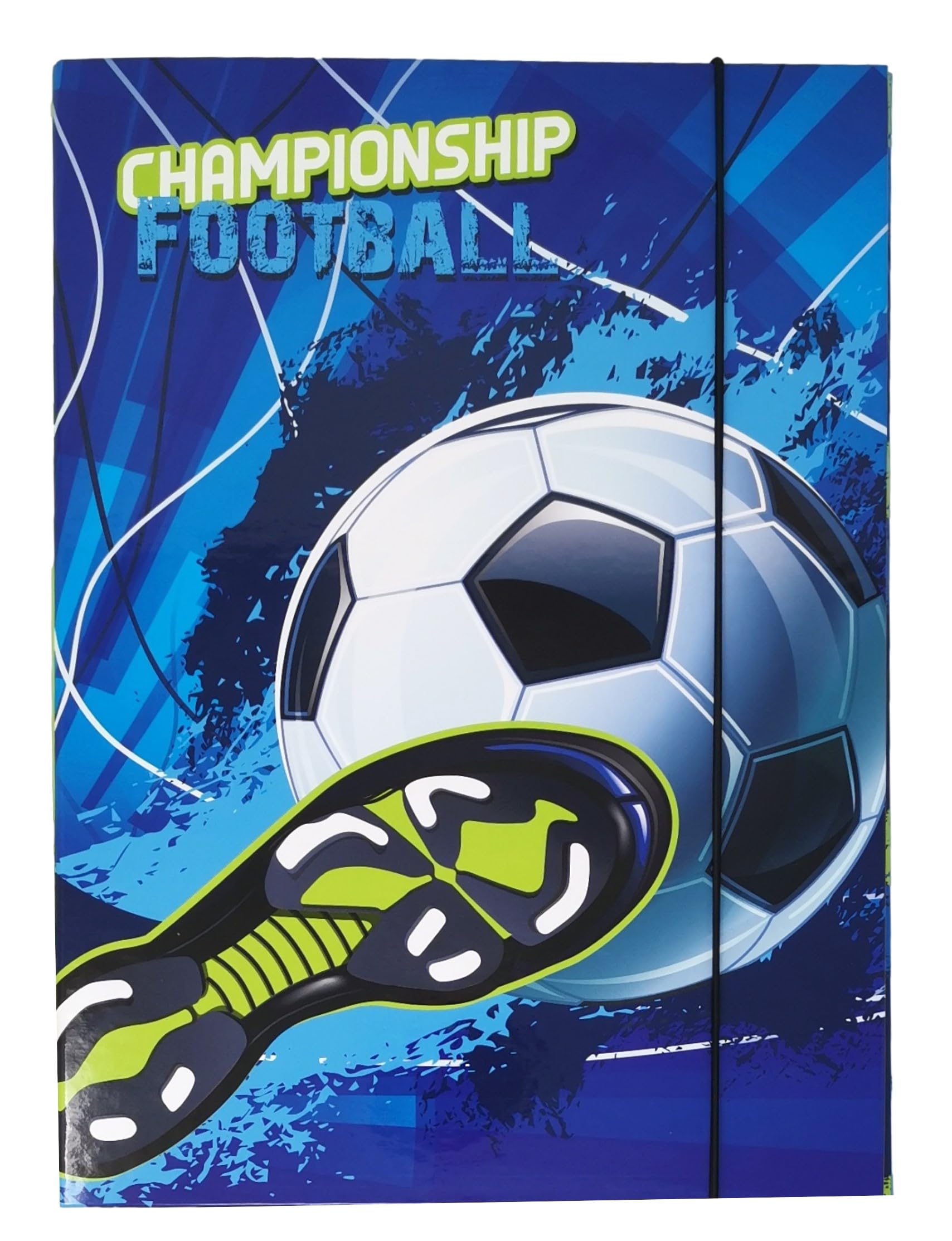 Children's File Box A4 Folder A4 Children's Folder A4 Collection Box A4 Cardboard with Elastic Band DIN A4 Stapler for Boys (Football)