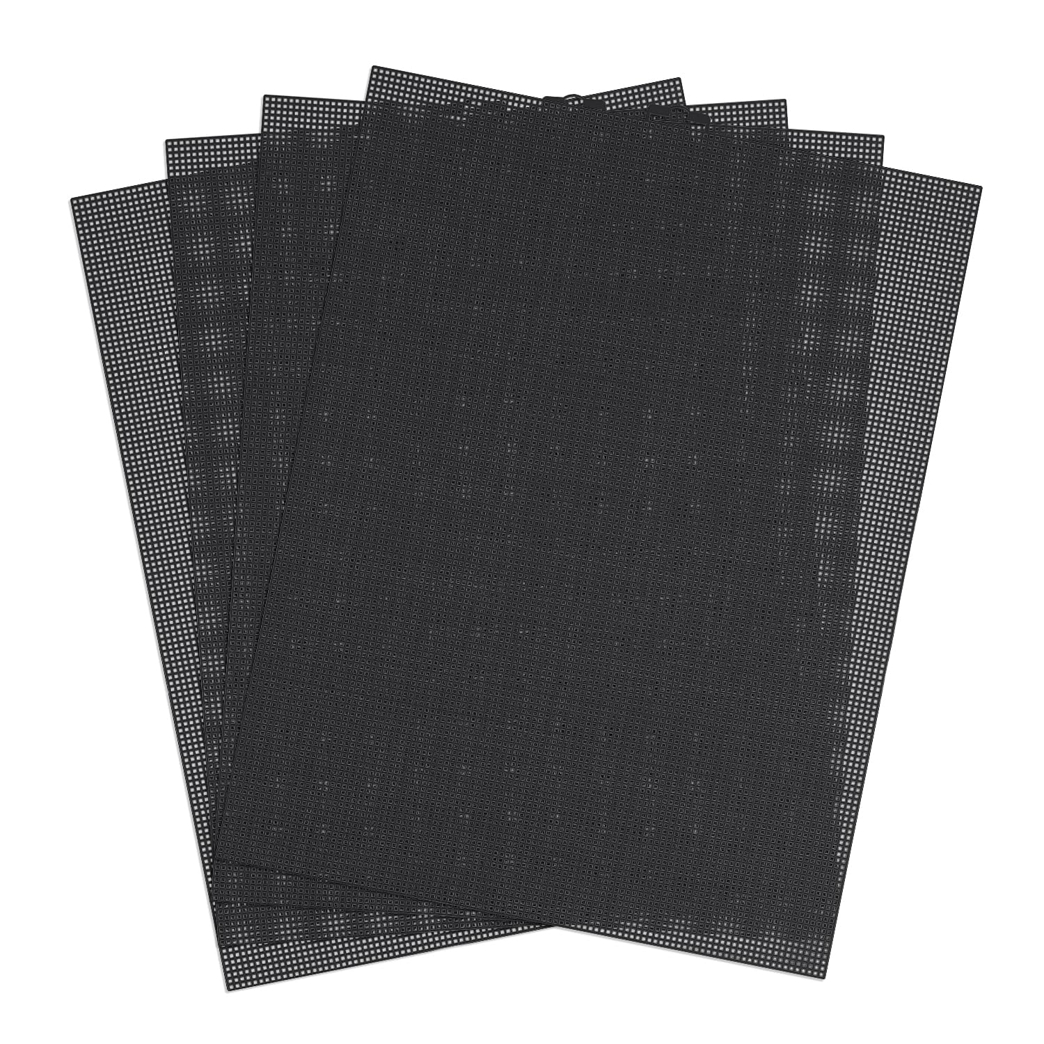 NQEUEPN 4pcs Plastic Mesh Canvas, 13.6x10.4 Inch 10 CT Plastic Mesh Canvas Sheets for Embroidery Making Cross Stitch Plastic Aida Mesh Screen for Crafts DIY Crochet Projects (Black)