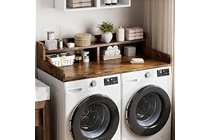IDEALHOUSE 2-Tier Washer and Dryer Countertop with Shelf or Drawers, Laundry Countertop Cover with Non-Slip Pad, 54"X27.5" La