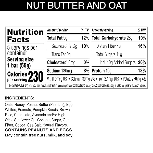 RXBAR NUT BUTTER AND OAT PROTEIN BARS, PROTEIN SNACKS, SNACK BARS, DARK CHOCOLATE PEANUT BUTTER, 9.7OZ BOX (5 COUNT)