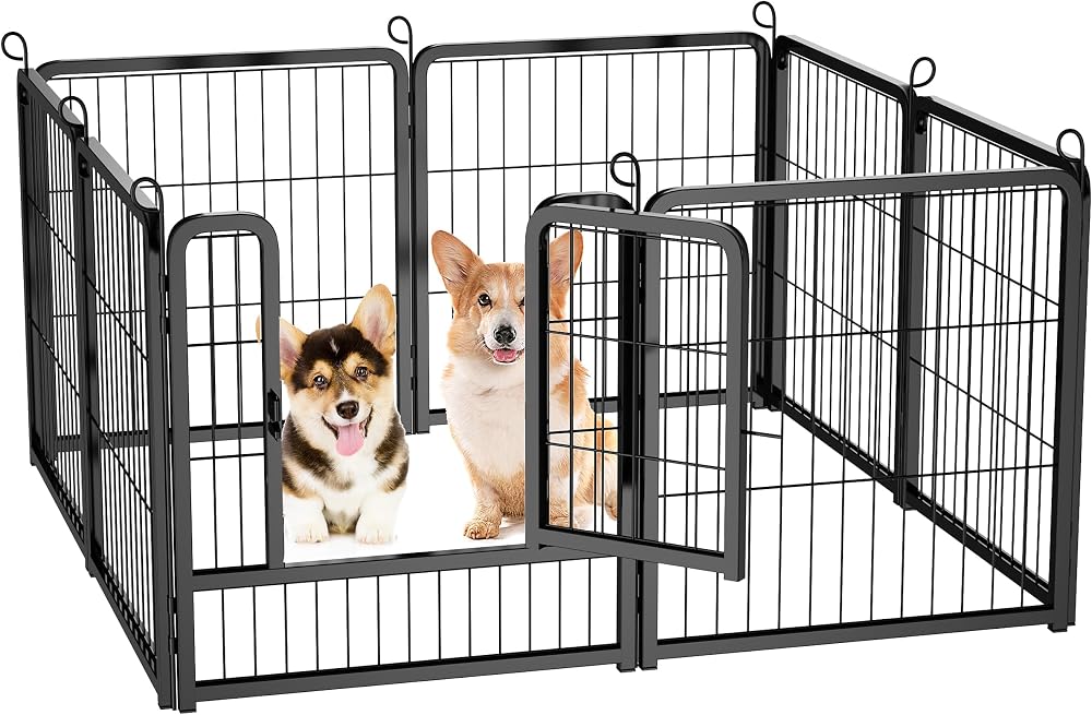 HOMIDEC Dog Pen 8 Panel Playpen with Door 60cm High Indoor Outdoor