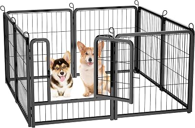 HOMIDEC Dog Pen 8 Panel Playpen with Door 60cm High Indoor Outdoor