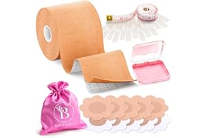 BLOOMORA Premium Boob Tape - Boobytape for Breast Lift with Nipple Covers - 2” / 5 cm Wide Invisible Boobtape - Breast Tape -