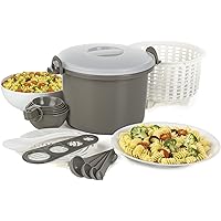 Prep Solutions by Progressive Microwaveable Rice and Pasta Cooker-17 Piece Set Includes Measuring Spoons and Cups, Rice…